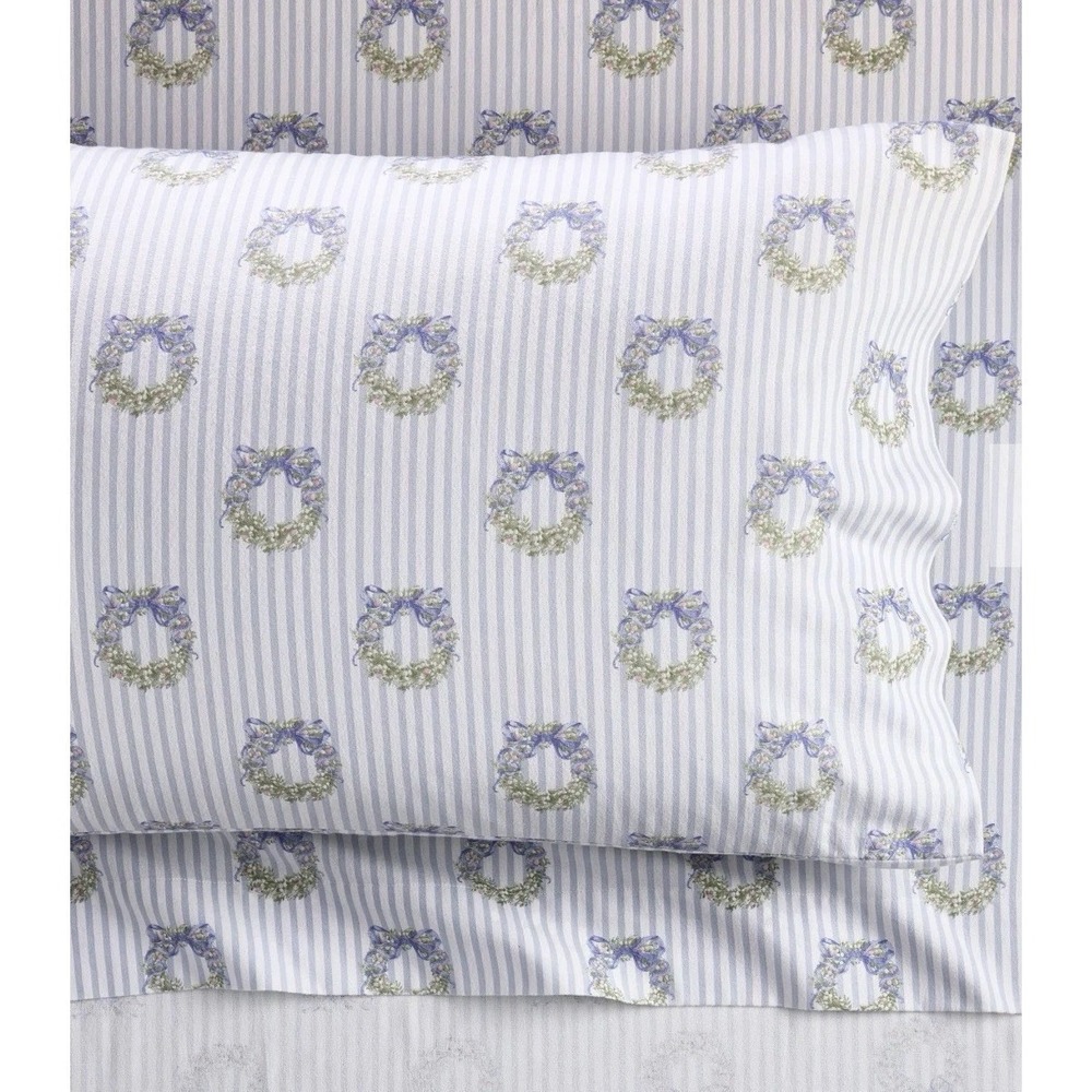 Pottery Barn Teen‎ Georgia Wreath Organic Flannel Sheet Set TWIN XL Winter Sham